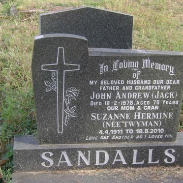 SANDALLS John Andrew -1976 &amp; Suzanne Hermine TWYMAN 1911-2010