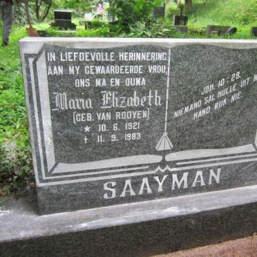 SAAYMAN Maria Elizabeth nee VAN ROOYEN 1921-1983
