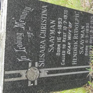 SAAYMAN Hendrik Rudolph 1890-1975 &amp; Susara Christina 1893-1970