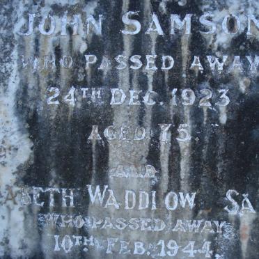 SAMSON John -1923 &amp; Elizabeth Waddlowe -1944