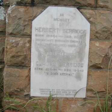 SERRIDGE Herbert 1884-1935 &amp; Gladys 1890-1963 :: SERRIDGE Vernon Holman -1944