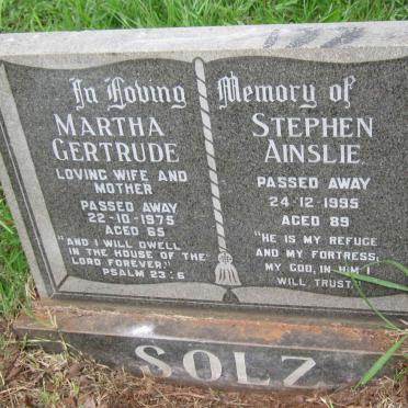SOLZ Stephen Ainslie -1995 &amp; Martha Gertrude -1975