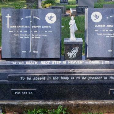 SOUPEN Dawn Anastasia nee JIMMY 1959-2012 :: JIMMY Clarissa Anna Maree 1992-2012 