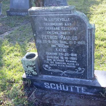 SCHUTTE Petrus Paulus 1921-1966 &amp; Katie 1918-1990