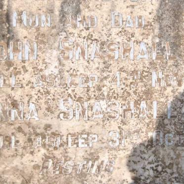 SNASHALL John -1916 &amp; Anna -1939