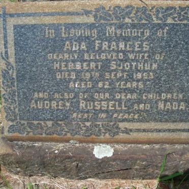 SJOTHUN Ada Frances -1953 :: SJOTHUN Audrey Emily -1916  :: SJOTHUN Russell Haakon -1916 :: SJOTHUN Nada Adelaide -1918