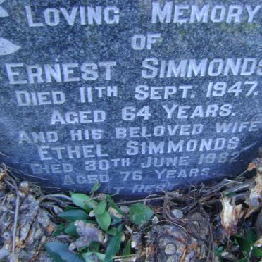 SIMMONDS Ernest -1947 &amp; Ethel -1962
