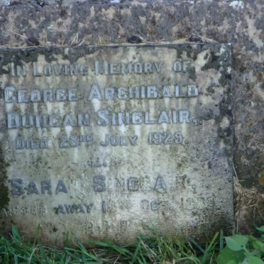 SINCLAIR George Archibald Duncan -1929 &amp; Sarah -1965