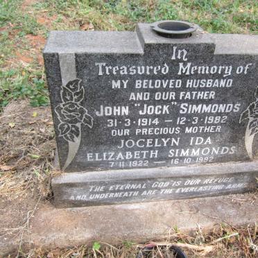 SIMMONDS John 1914-1982 &amp; Jocelyn Ida Elizabeth 1922-1992