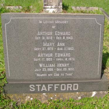 STAFFORD Arthur Edward 1872-1943 &amp; Mary Ann 1972-1953