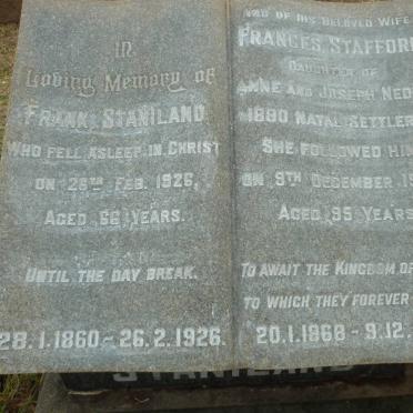 STANILAND Frank 1860-1926 &amp; Frances Stafford 1868-1963 :: GLASS Eda Mary -1979