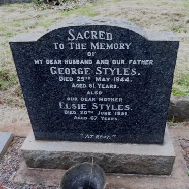 STYLES George -1944 &amp; Elsie -1951 :: STYLES Reg -1995 :: FRY Charles -1990 :: FRY Elsie -1996 :: THOMPSON Rob -1997