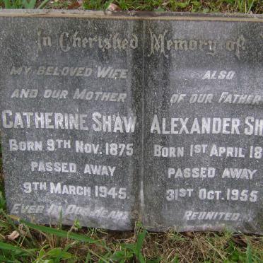 SHAW Alexander 1872-1955 &amp; Catherine 1875-1945
