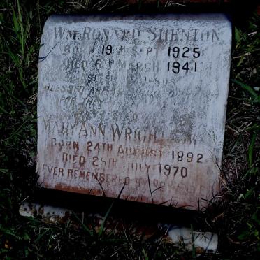 SHENTON William Ronald 1925-1941 :: WRIGHT  Mary Ann 1892-1970
