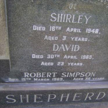 SHEPHERD Robert Simpson -1969 :: SHEPHERD David -1965 :: SHEPHERD Shirley -1948