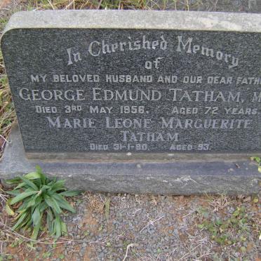 TATHAM George Edmund -1956 &amp; Marie Leone Marquerite -1980