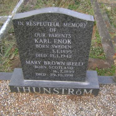 THUNSTROM Karl Enok 1895-1942 &amp; Mary Brown BELL 1899-1991