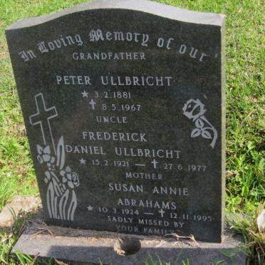 ULLBRICHT Peter 1881-1967 :: ULLBRICHT Frederick Daniel 1921-1977 :: ABRAHAMS Susan Annie 1924-1995