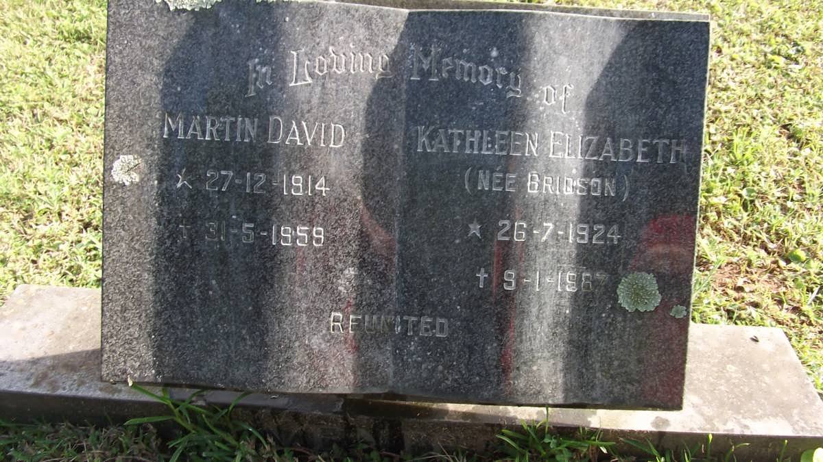 VENTER Martin David 1914-1959 &amp; Kathleen Elizabeth BRIDSON 1924-1987