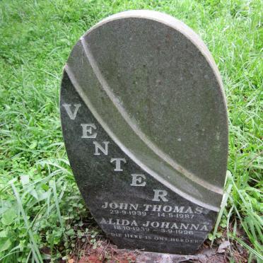 VENTER John Thomas 1939-1987 &amp; Alida Johanna 1939-1996