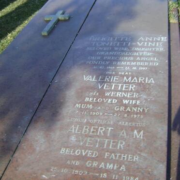 VETTER Albert A. M. 1903-1984 &amp; Valerie Maria WERNER 1909-1978 :: TONETTI-VINE Brigitte Anne 1969-1997