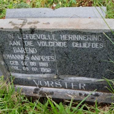 VORSTER Barend Johannes Andries 1918-1992