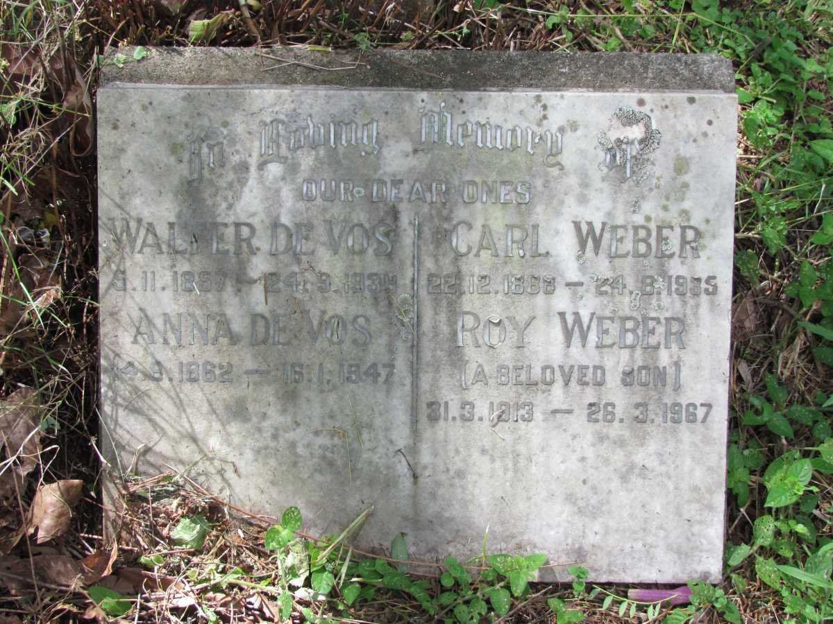 VOS Walter, de 1957-1934 &amp; Anna 1862-1947 :: WEBER Carl 1868-1935 :: WEBER Roy 1913-1967