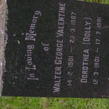 VALENTINE Walter George 1901-1967 &amp; Dorothea 1901-1981