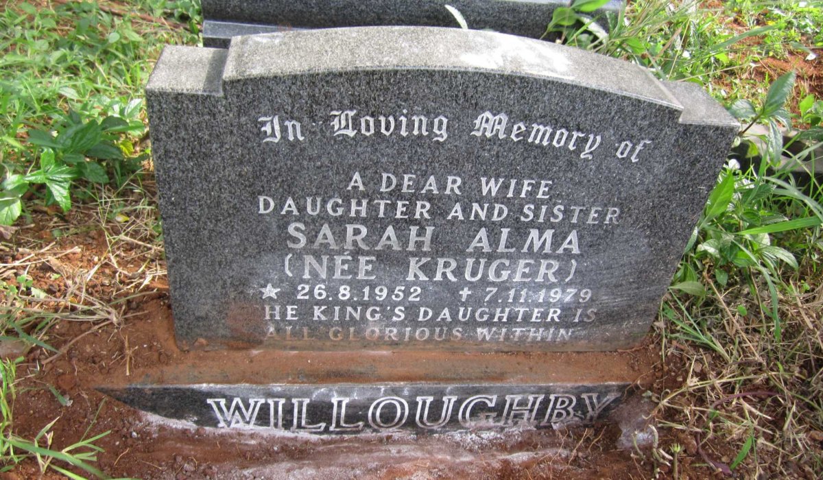 WILLOUGHBY Sarah Alma nee KRUGER 1952-1979