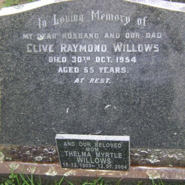 WILLOWS Clive Raymond -1954 &amp; Thelma Myrtle 1903-2004
