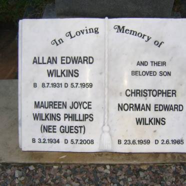 WILKINS Allan Edward 1931-1959 :: PHILLIPS Maureen Joyce formerly WILKINS nee GUEST 1934-2008