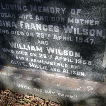 WILSON William -1958 &amp; Rosina Frances -1947