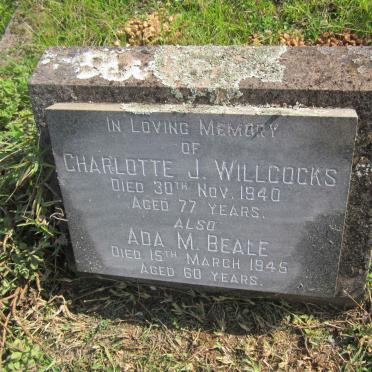 WILLCOCKS Charlotte J. -1940 :: BEALE Ada M. -1945