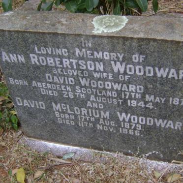 WOODWARD David McLorium 1879-1966 &amp; Ann Robertson 1879-1944