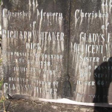 WHITAKER Richard -1938 &amp; Gladys Ethel Millicent -1957