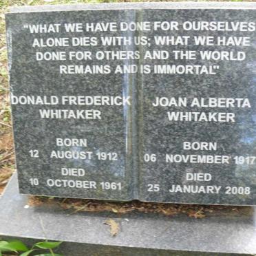WHITAKER Donald Frederick 1912-1961 &amp; Joan Alberta 1917-2008