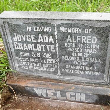 WELCH Alfred 1914-2011 &amp; Joyce Ada Charlotte 1912-1992