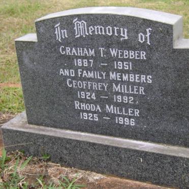 WEBBER Graham T. 1887-1951 :: MILLER Geoffrey 1924-1992 &amp; Rhoda 1925-1996