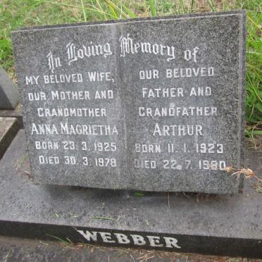 WEBBER Arthur 1923-1980 &amp; Anna Magrietha 1925-1978