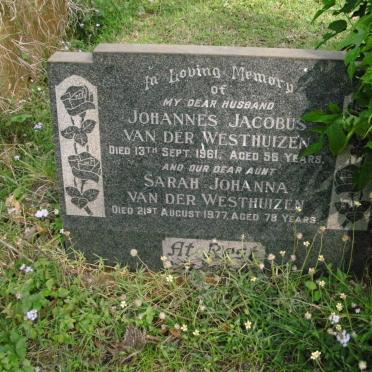 WESTHUIZEN Johannes Jacobus, van der -1961 &amp; Sarah Johanna -1977