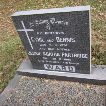 WARD Jessie Agatha Partridge -1985 :: WARD Cyril -1974 :: WARD Dennis -1974