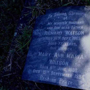 WATSON Richard -1965 &amp; Mary Ann Maria 1898-1984