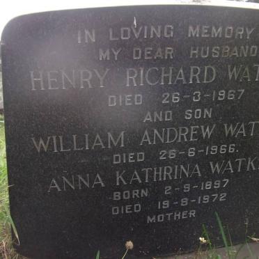 WATKINS Henry Richard -1967 :: WATKINS William Andrew -1966 :: WATKINS Anna Kathrina 1897-1972