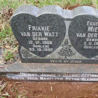 WATT Frikkie, van der 1908-1992 &amp; VAN DER WATT Miena 1915-