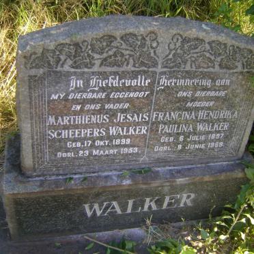 WALKER Marthienus Jesais Scheepers 1899-1953 &amp; Francina Hendrika Paulina 1897-1969