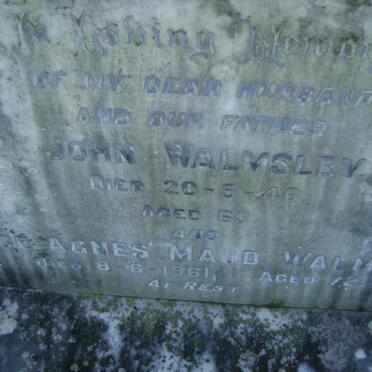 WALMSLEY John -1946 &amp; Alice Agnes Maud -1961