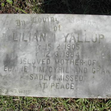 YALLUP Lilian I. 1905-1984