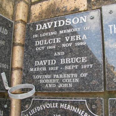 DAVIDSON David Bruce 1912-1977 &amp; Dulcie Vera 1914-1999