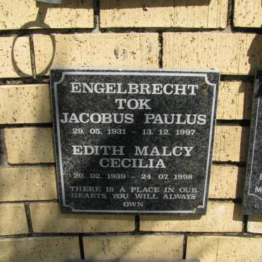 ENGELBRECHT Jacobus Paulus 1931-1997 &amp; Edith Malcy Cecilia 1939-1998