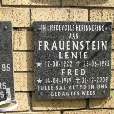 FRAUENSTEIN Fred 1919-2009 &amp; Lenie 1922-1995